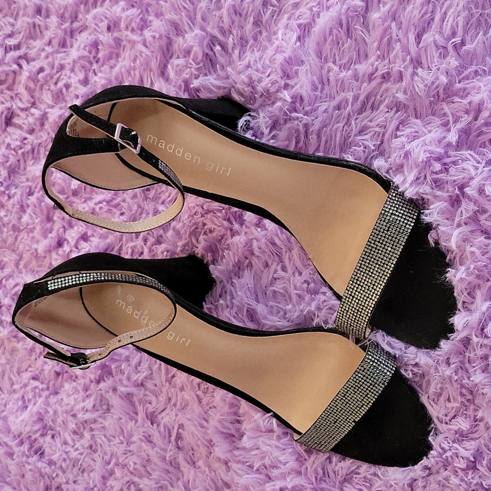 Madden Girl Black Rhinestone Heels Size 10